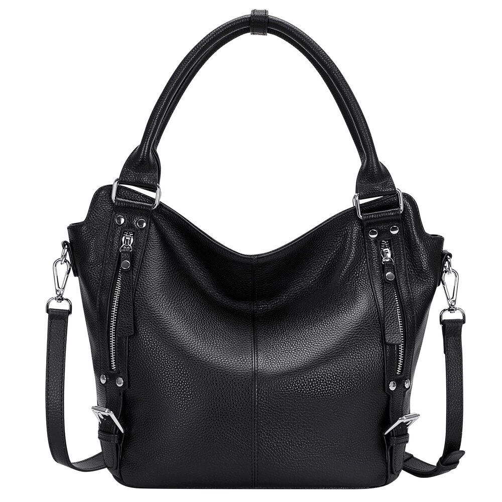 2504 Leather Handbags Hobo Shoulder Bags Tote BagO172E Black